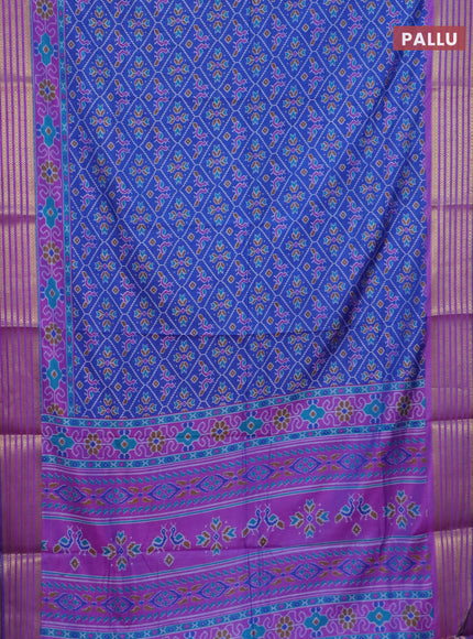 Blue and green semi tussar saree with matching Neck piece
