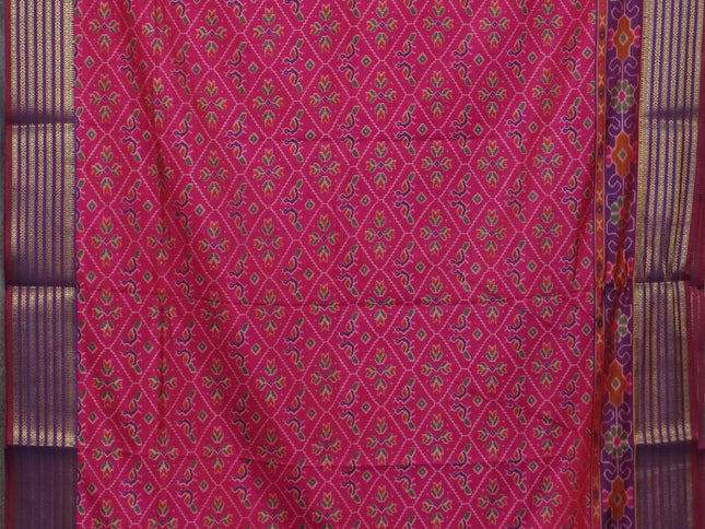 Pink semi tussar saree with matching Neck piece