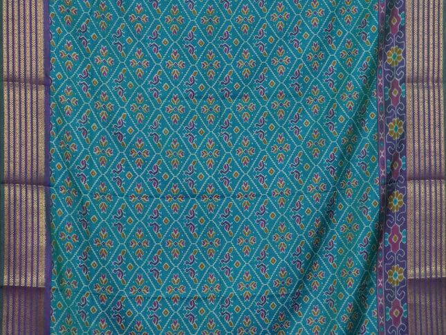 Teal green semi tussar saree with matching Neck piece