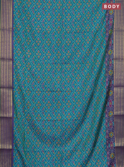 Teal green semi tussar saree with matching Neck piece