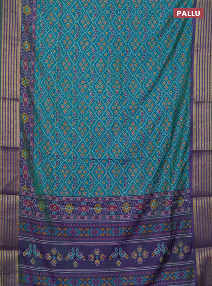 Teal green semi tussar saree with matching Neck piece