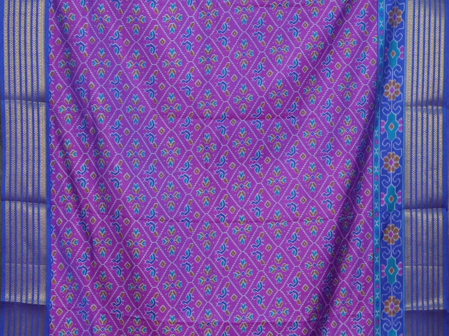 Purple semi tussar saree with matching Neck piece