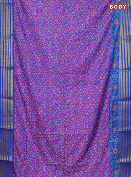 Purple semi tussar saree with matching Neck piece