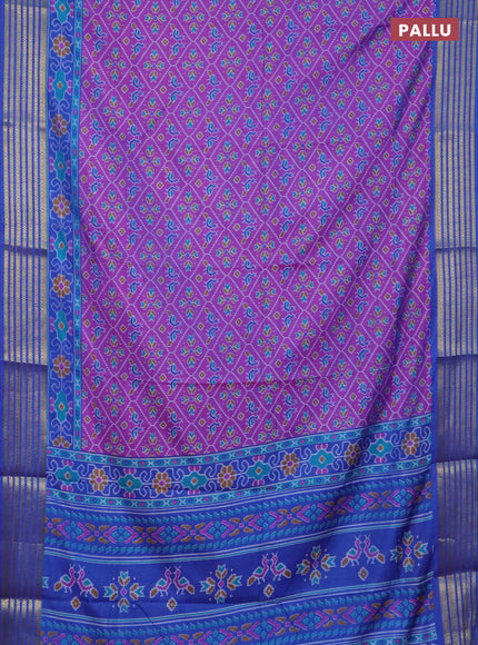 Purple semi tussar saree with matching Neck piece