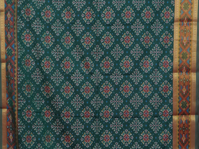 Bottle green semi tussar saree with matching Neck piece