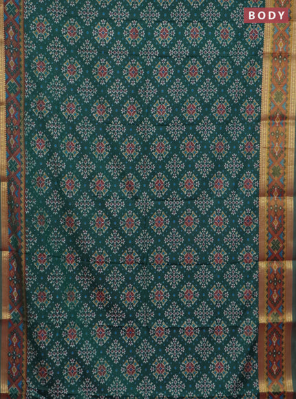 Bottle green semi tussar saree with matching Neck piece