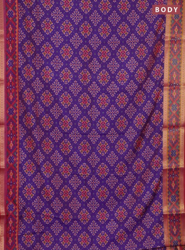 Purple semi tussar saree with matching Neck piece
