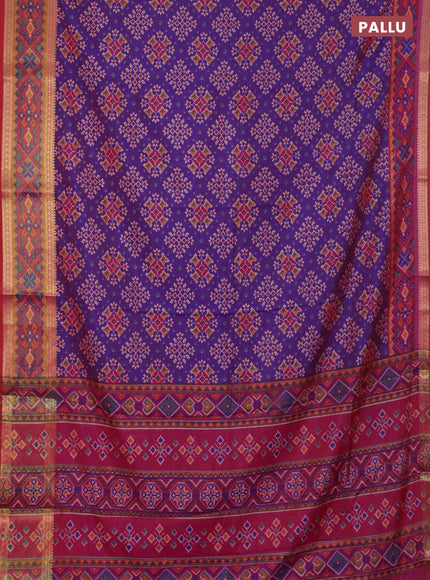 Purple semi tussar saree with matching Neck piece