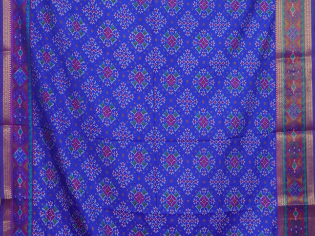 Royal blue semi tussar saree with matching Neck piece