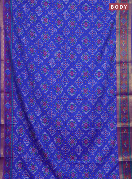 Royal blue semi tussar saree with matching Neck piece