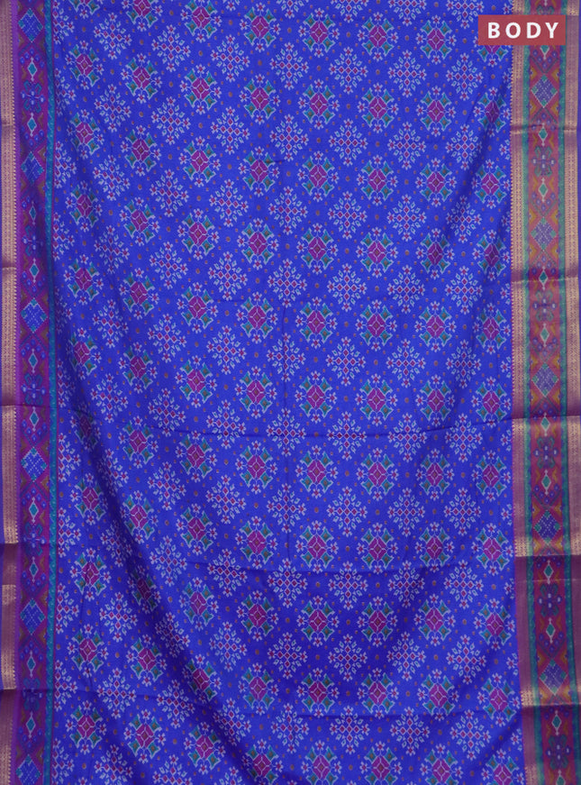 Royal blue semi tussar saree with matching Neck piece