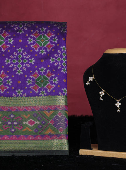 Violet semi tussar saree with matching Neck piece