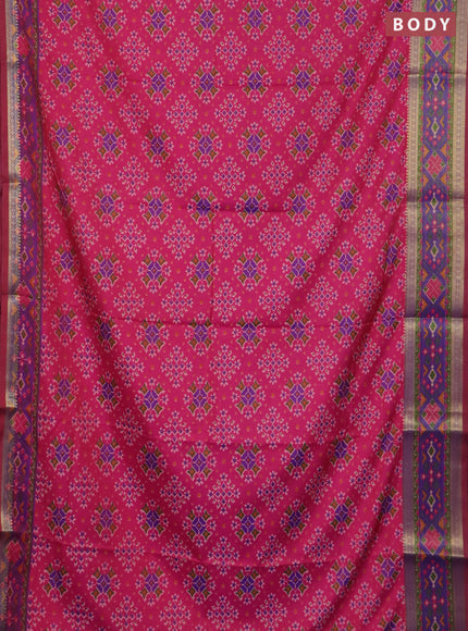 Pink semi tussar saree with matching Neck piece