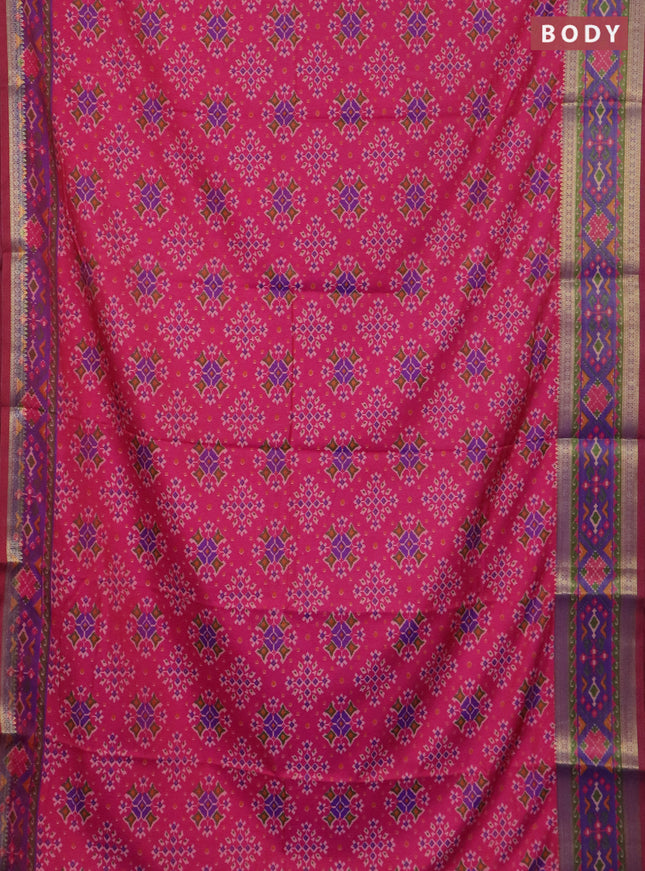 Pink semi tussar saree with matching Neck piece