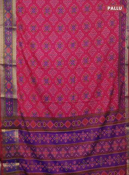 Pink semi tussar saree with matching Neck piece