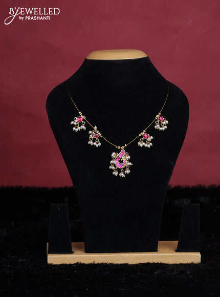 Pink semi tussar saree with matching Neck piece