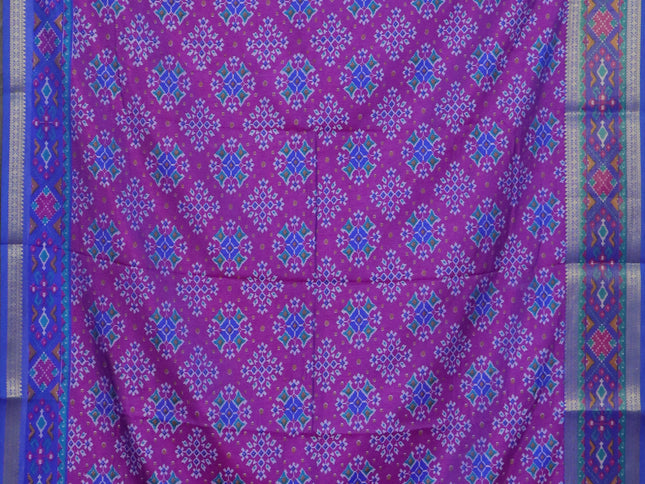 Purple semi tussar saree with matching Neck piece