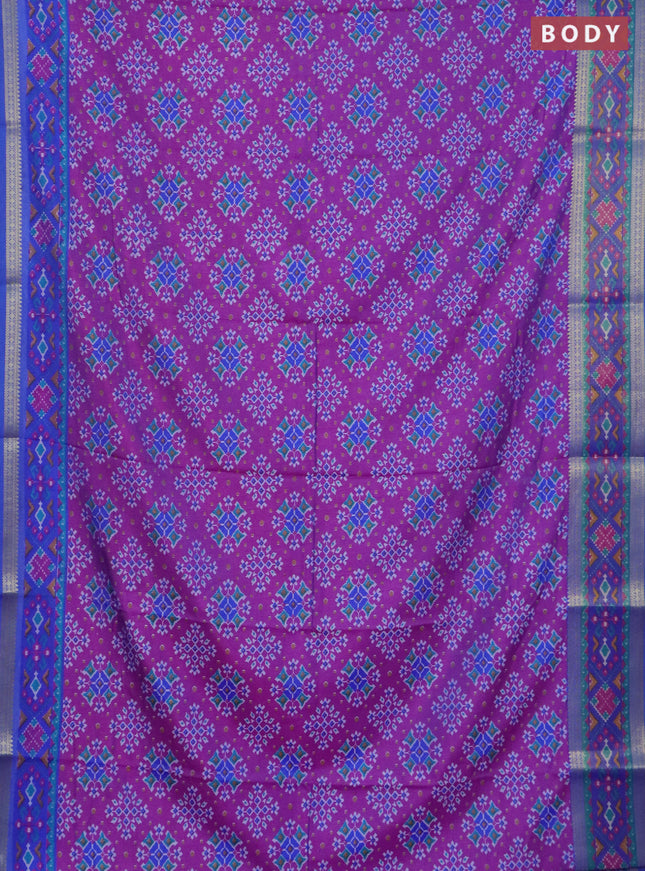 Purple semi tussar saree with matching Neck piece