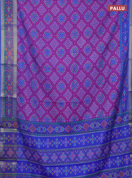 Purple semi tussar saree with matching Neck piece