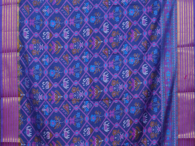 Blue semi tussar saree with matching Neck piece