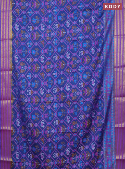 Blue semi tussar saree with matching Neck piece