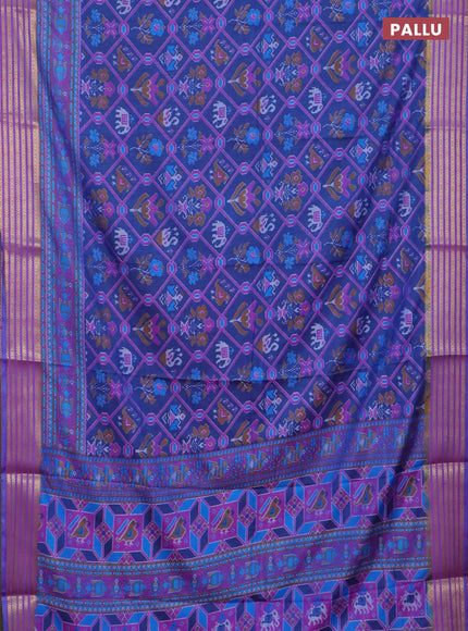Blue semi tussar saree with matching Neck piece