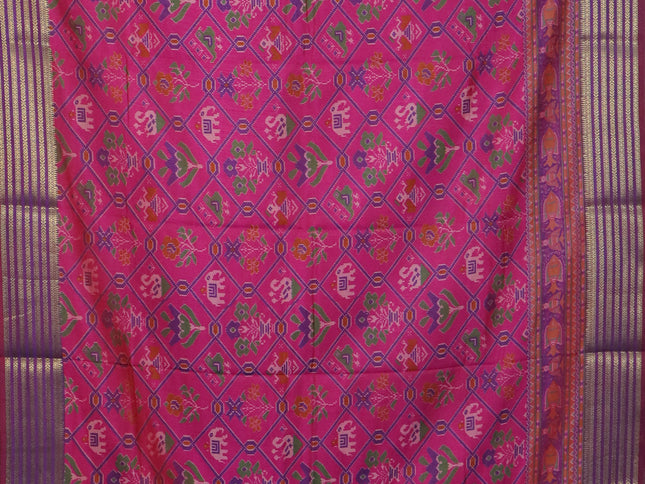 Pink semi tussar saree with matching Neck piece
