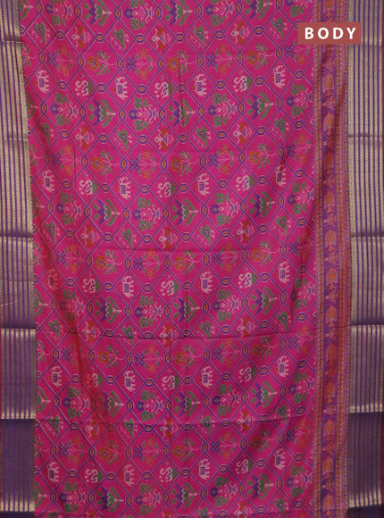Pink semi tussar saree with matching Neck piece