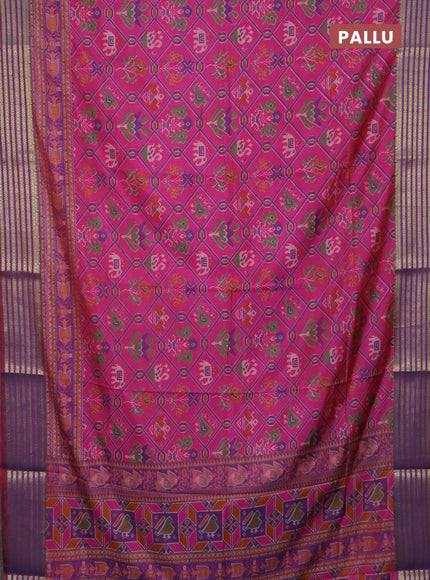 Pink semi tussar saree with matching Neck piece