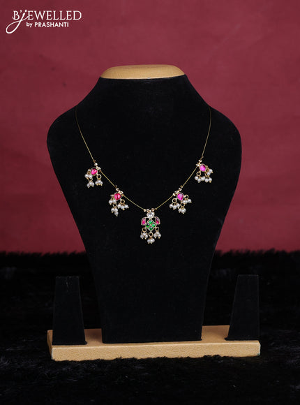Pink semi tussar saree with matching Neck piece