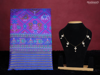 Purple Semi tussar saree with matching Neck piece