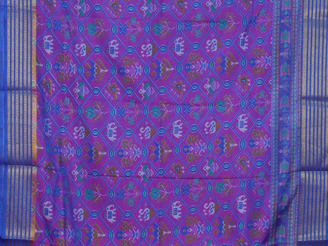 Purple Semi tussar saree with matching Neck piece