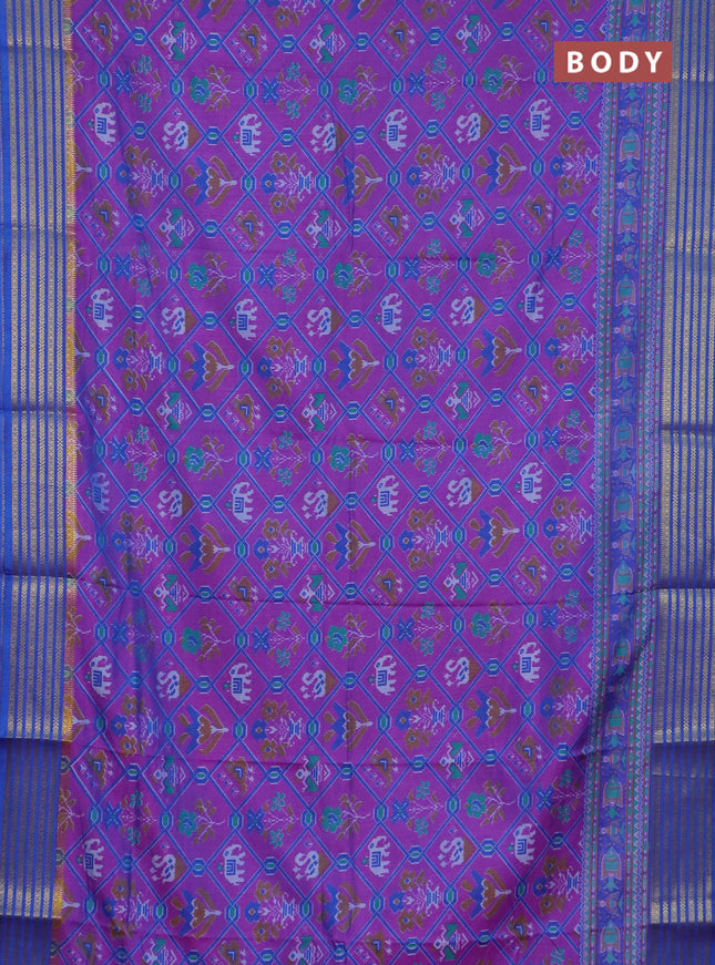 Purple Semi tussar saree with matching Neck piece