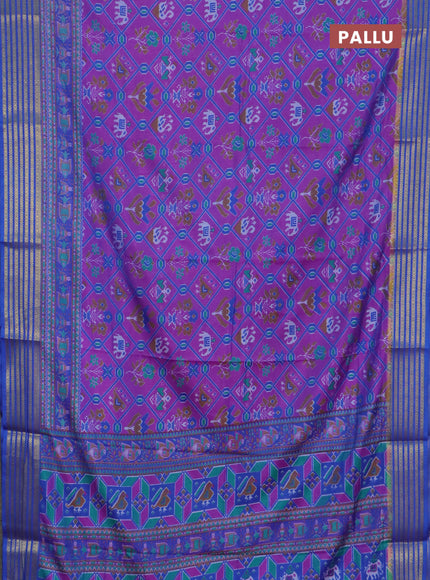 Purple Semi tussar saree with matching Neck piece