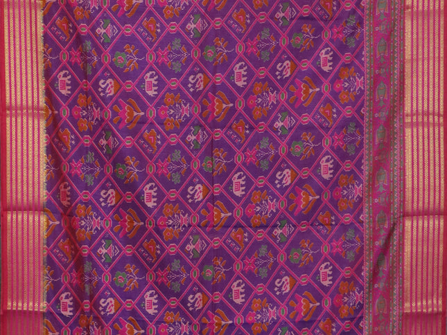 Dual shade of purple semi tussar saree with matching Neck piece