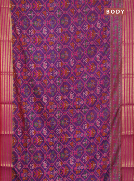 Dual shade of purple semi tussar saree with matching Neck piece