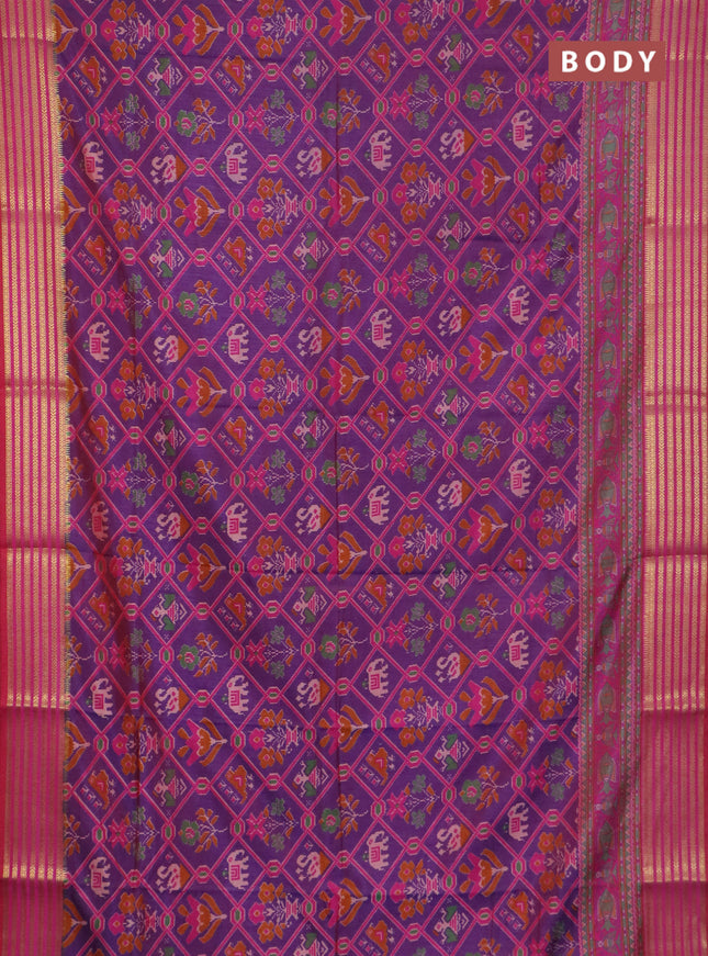 Dual shade of purple semi tussar saree with matching Neck piece