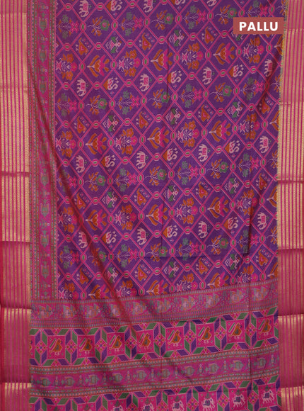 Dual shade of purple semi tussar saree with matching Neck piece
