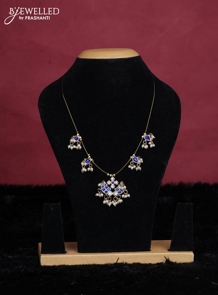 Peacock blue semi tussar saree with matching Neck piece