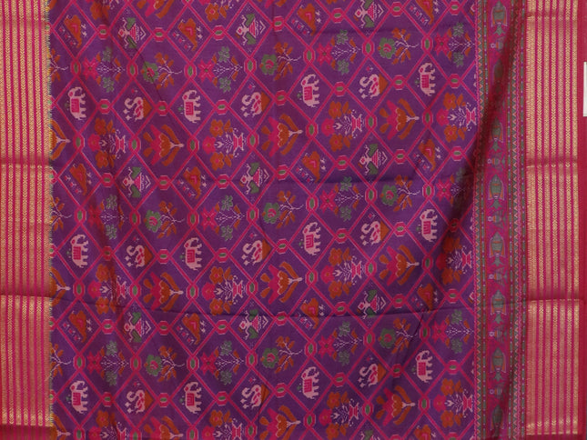 Purple semi tussar saree with matching Neck piece