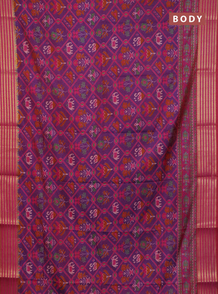Purple semi tussar saree with matching Neck piece