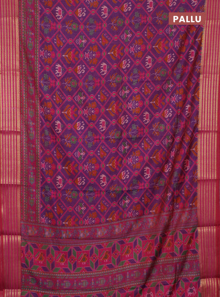 Purple semi tussar saree with matching Neck piece