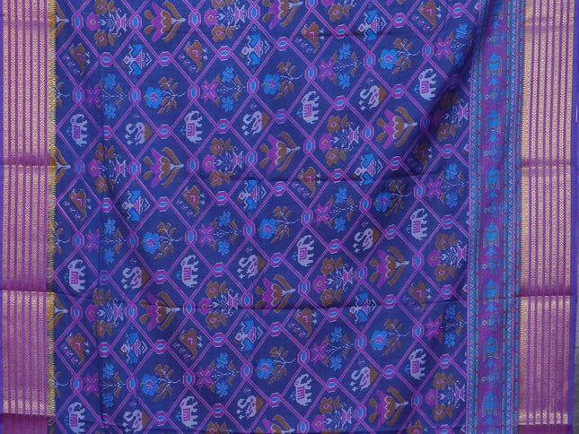 Blue semi tussar saree with matching Neck piece