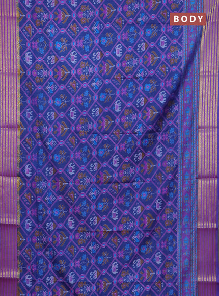 Blue semi tussar saree with matching Neck piece