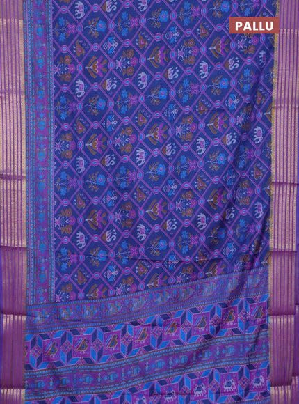 Blue semi tussar saree with matching Neck piece