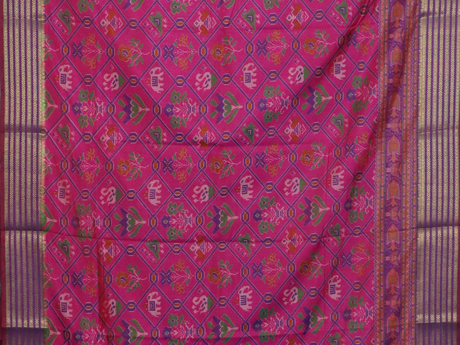 Pink semi tussar saree with matching Neck piece