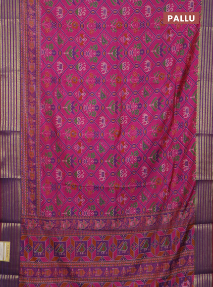 Pink semi tussar saree with matching Neck piece