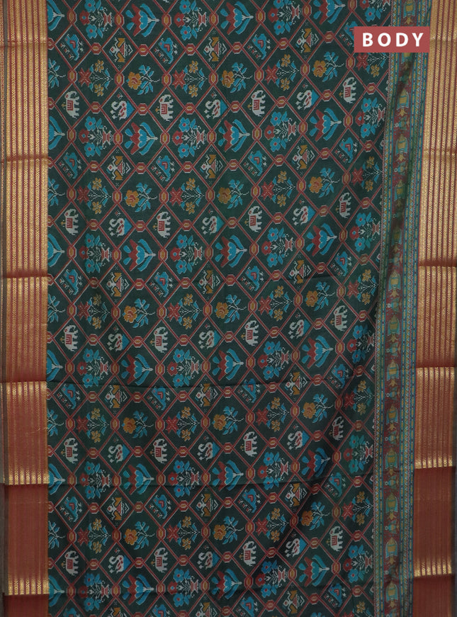 Bottle gree semi tussar saree with matching Neck piece