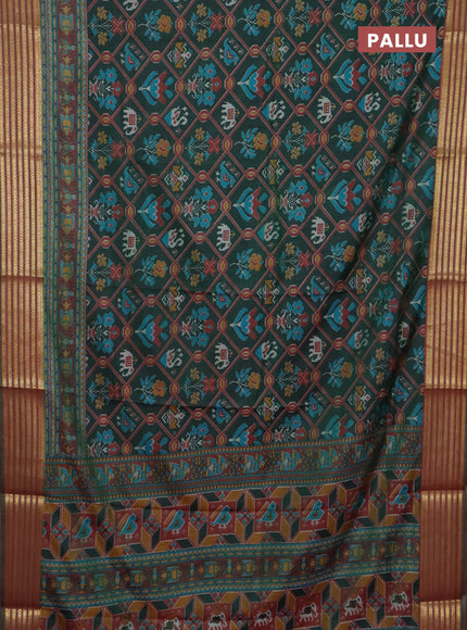 Bottle gree semi tussar saree with matching Neck piece