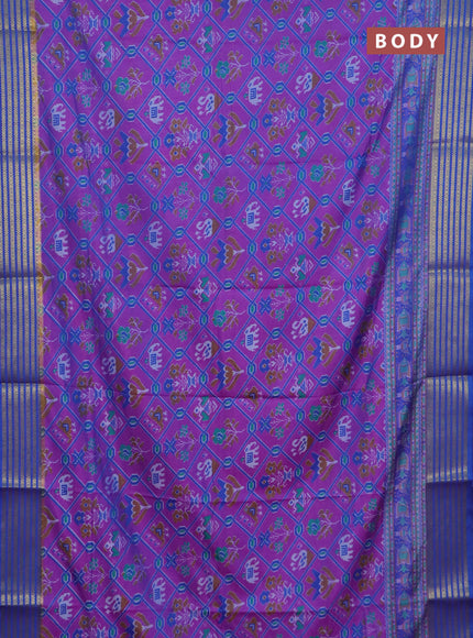 Blue semi tussar saree with matching Neck piece